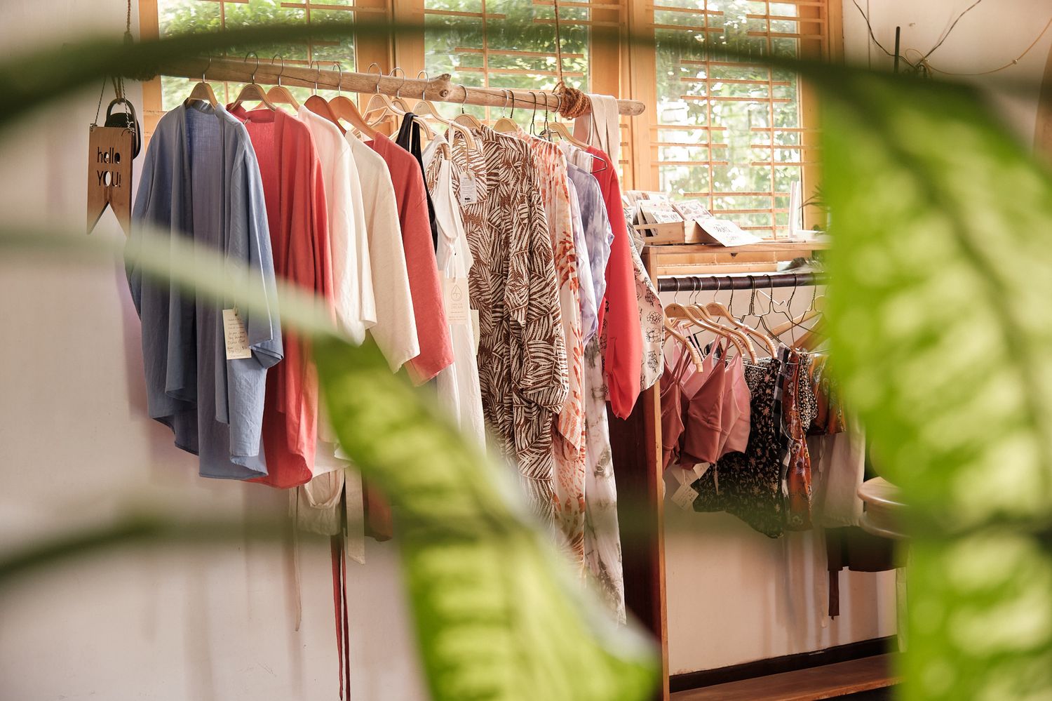 Linen pieces on the shop rack